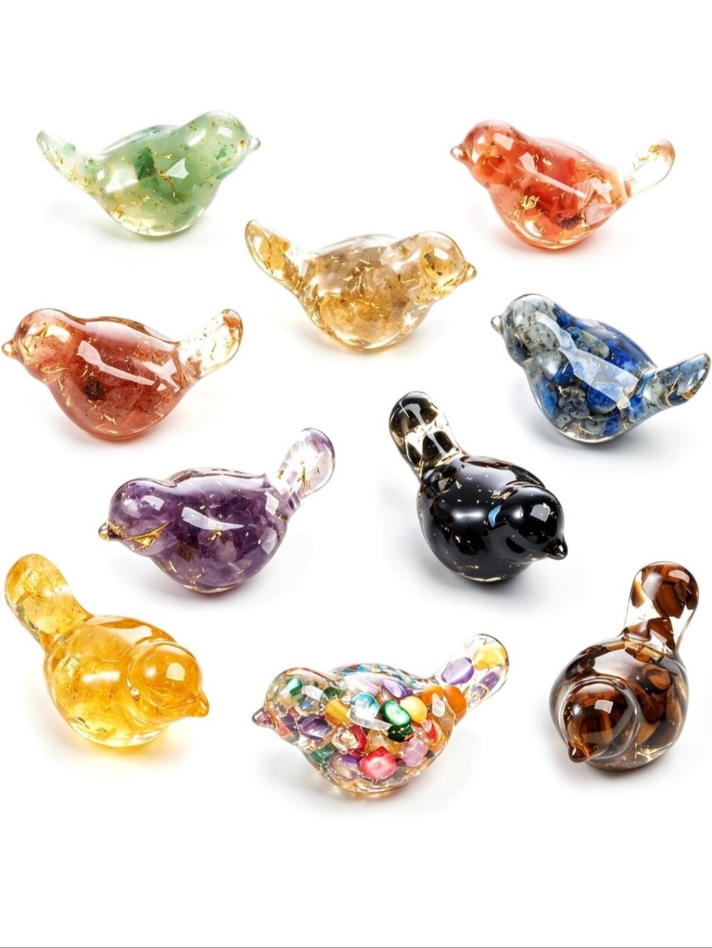 Decorative Glass Bird Figurine - Multicolor
